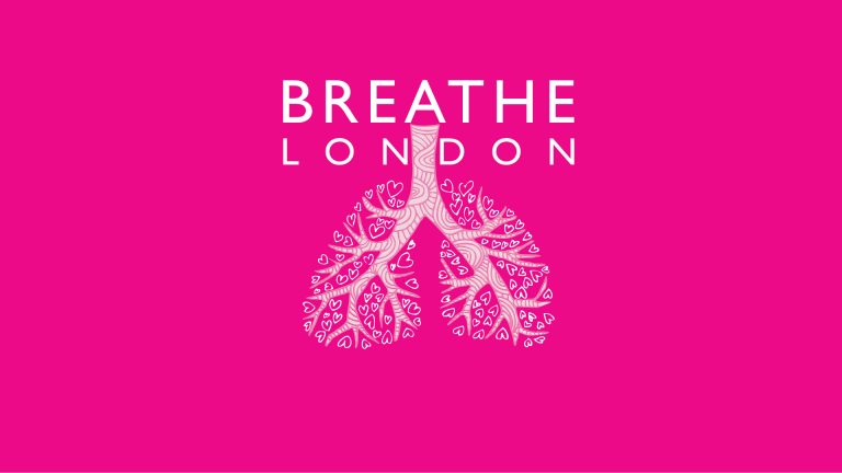 Breathe London logo - showing a drawing of lungs representing visual metaphor of a complicated city roadmap within the metropolis