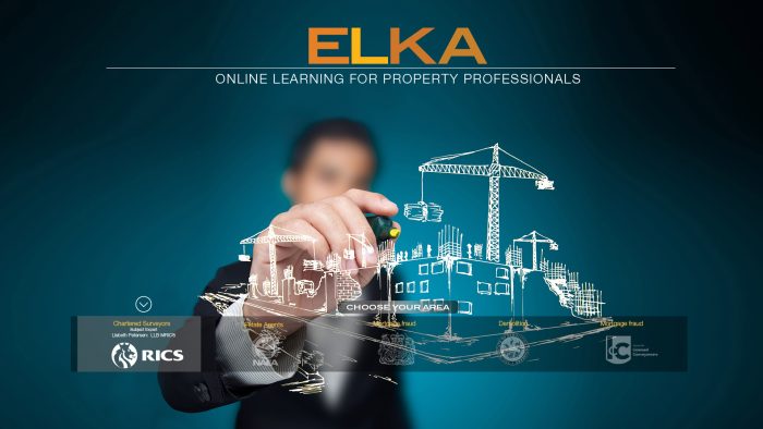 web page for ELKA. An online Online learning for property professionals service that offers CPD courses