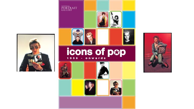 'Icons of Pop' - Major Exhibition at National Portrait Gallery, London. Bright colourful Underground poster campaign and advertising celebrating pop heroes
